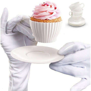 8 piezas fiesta de té de la tarde hornear y servir molde de silicona cupcake